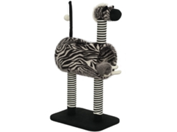 Árvore para Gatos com Estampa de Zebra, 1 Túnel para Gatos, 3 Postes para Arranhar, 48,5 Cm X 35 Cm X 93 Cm, Preto e Branco ESSÊNCIACASA