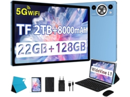 Tablet Pc 10" 22gb Ram/128gb Rom, 5g Wifi, Bt5.0,con Funda, Teclado Y Raton - Azul , Seminuevo, Recondicionado Marcas Minimas