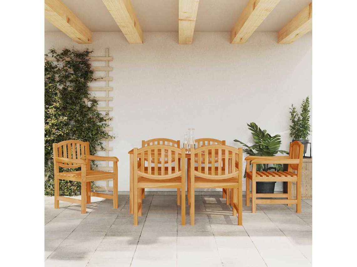 Vidaxl Conjunto De Jantar Para Jardim 7 Pcs Madeira De Teca Maciça