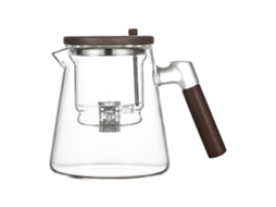 Bule De Vidro De 750ml Com Cabo De Madeira, Resistente Ao Calor E Próprio Para Fogão, Com Infusor Integrado.