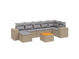 Conjunto de 8 Sofás para Jardim com Almofadões Vime Pe Bege MAISON EXCLUSIVE (8 pcs)