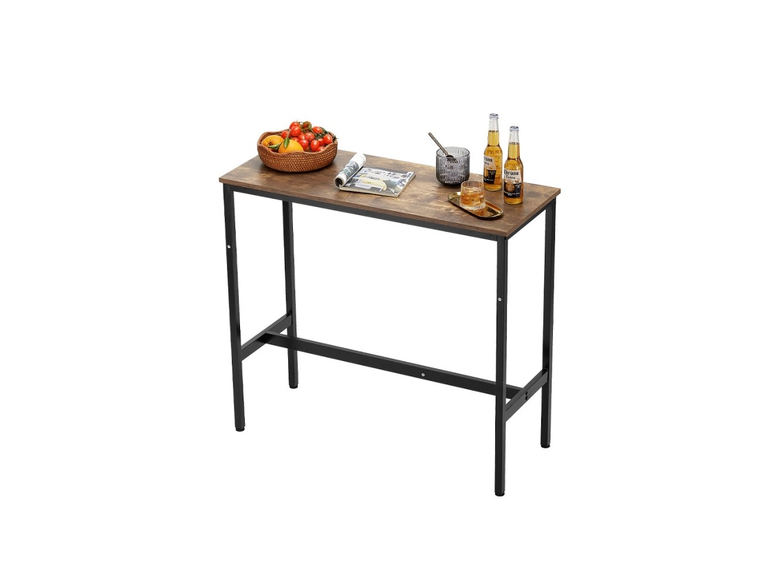 Mesa De Bar Alta, Bistrô Ou Apoio Em Mdf, Metal E Estilo Industrial 100x40x90cm Tekmaquinas
