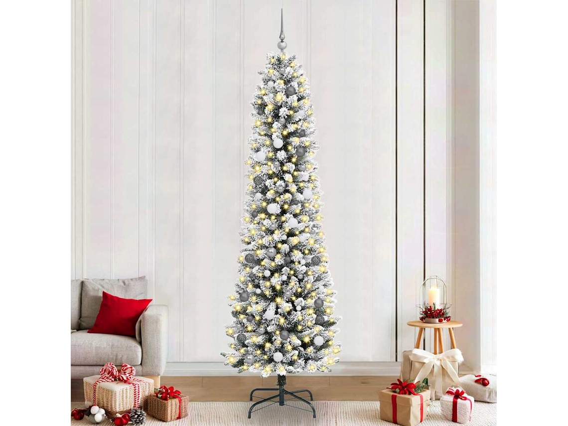 Vidaxl Árvore De Natal Artificial Branco 240 Cm Pvc, Metal E Plástico