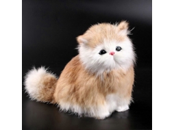 Bichinho De Pelúcia Com Gatinho Feito Pele Carneiro Verdadeira Boneco Eletrônico Som Miado Brinquedo Para Crianças Xixi Brown