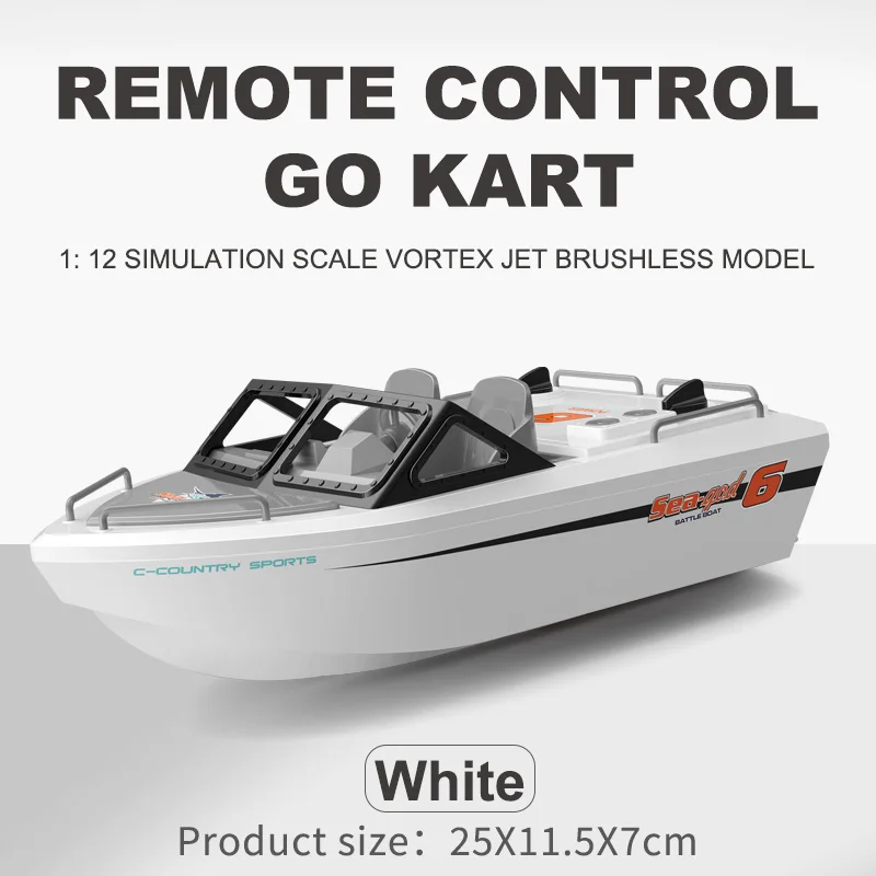 Barco de Corrida de Alta Velocidade com Controle Remoto 2.4g, Motor Sem Escovas e Controle Remoto Elétrico. MDUG (branco)