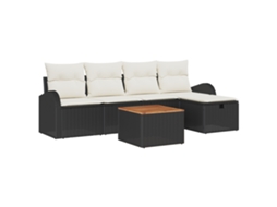 Conjunto 6 Conjunto De Sofás Para Exterior Vidaxl Preto Vime Pe (55 X 55 X 37 Cm)