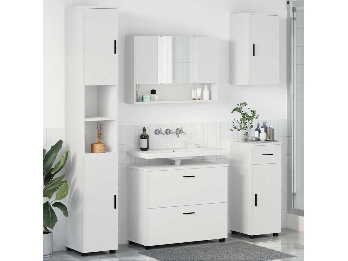 Vidaxl Conjunto De Móveis Para Banheiro 5 Unid. Branco