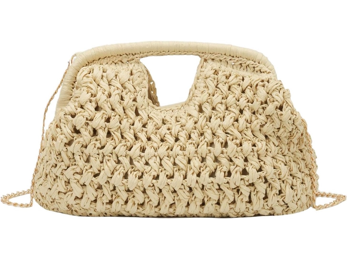 Bolsa Feminina Grande, Moderna, Trançada, Portátil de Palha para o Verão e Praia Ideal, Mar, CHABERLU