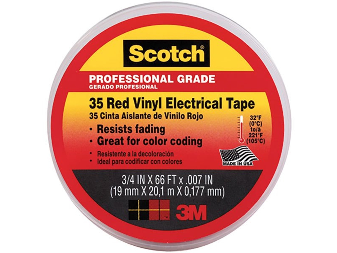 Fita Elétrica de Vinil Scotch 35 20 M Vermelho3M