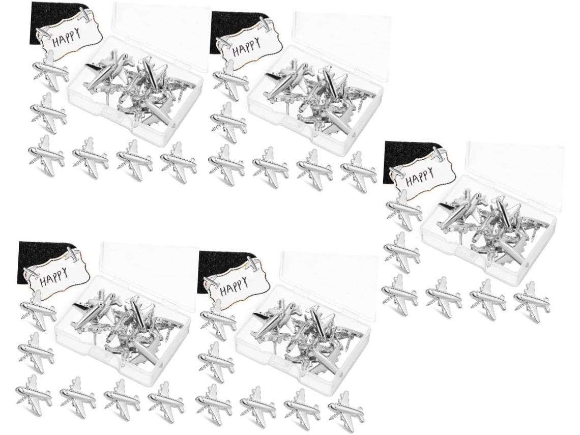 Conjunto Com 5 Aviões Metálicos Tridimensionais. Alfinetes Para