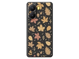 Capa Traseira De Tpu Com Borda Reta E Estampa De Folhas Para Xiaomi Redmi Turbo 4 5g / Poco X7 Pro 5g Da Tkdaddy, Preta