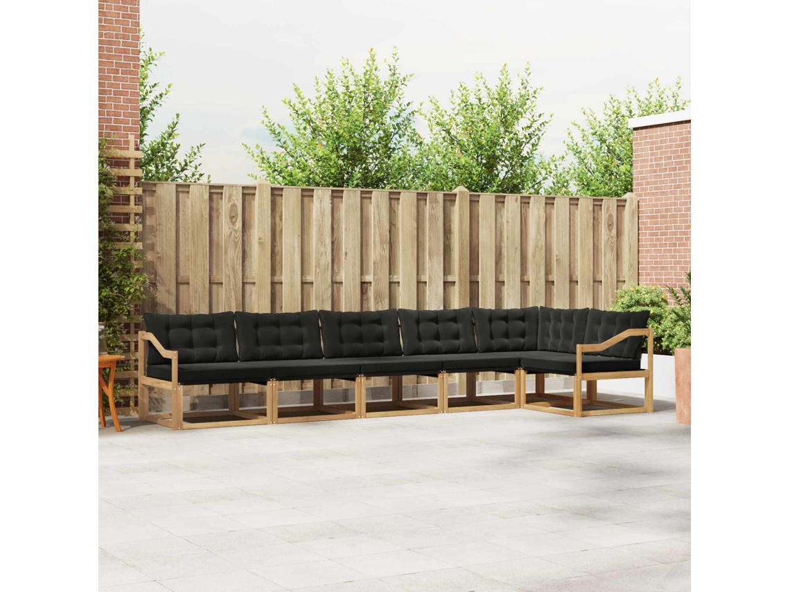 Vidaxl Conjunto De Sofás Para Exterior 6 Unid. Branco E Preto