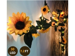 30 Led 10 Pés Girassol Artificial Guirlanda Luzes Cordas Decoração para Casa Fadas Alimentadas Por Bateria Quarto Interno Casament UISAVE