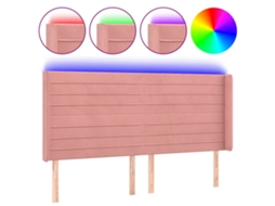 Led Headboard, Led Headboards Vidaxl Cor-de-rosa Veludo (163 X 16 X 118/128 Cm)