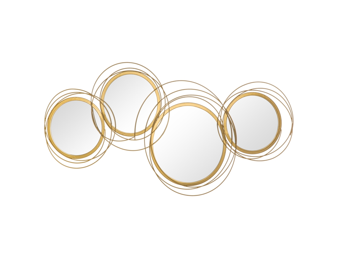 Conjunto 4 Espelhos Metálicos Dourados Redondos 107x56cm