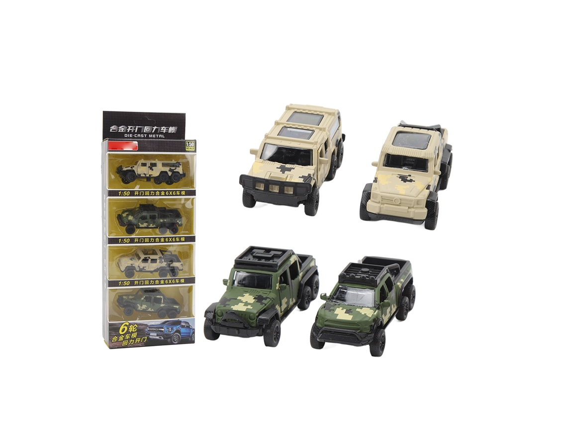 Primerox conjunto de Modelos de Veículos Off road 6 Rodas com Mola Camuflagem Liga de Zinco para Crianças Tipo 2
