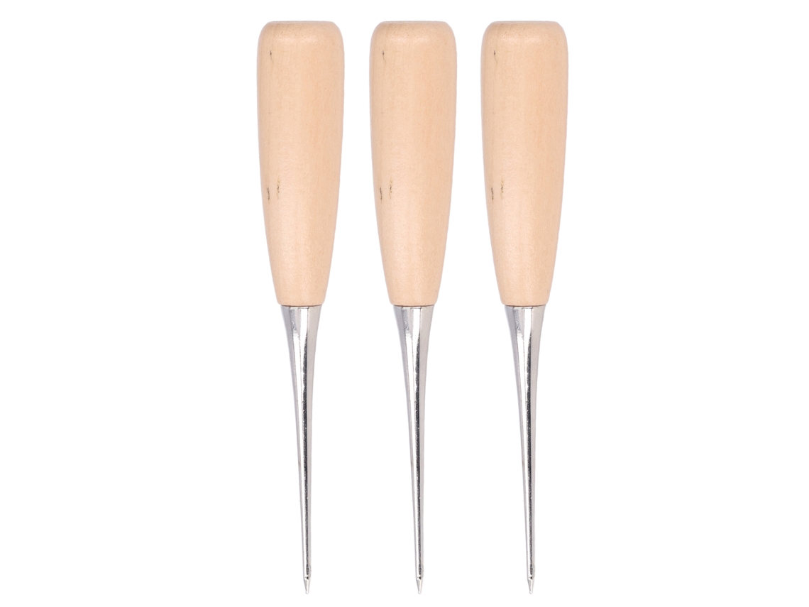 Kit 3 Alfinetes de Couro com Cabo de Madeira S/MARCA