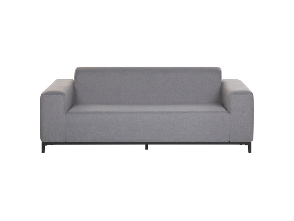 Sofá De 2 Plazas Beliani Rovigo De Tela Gris 186x84x68