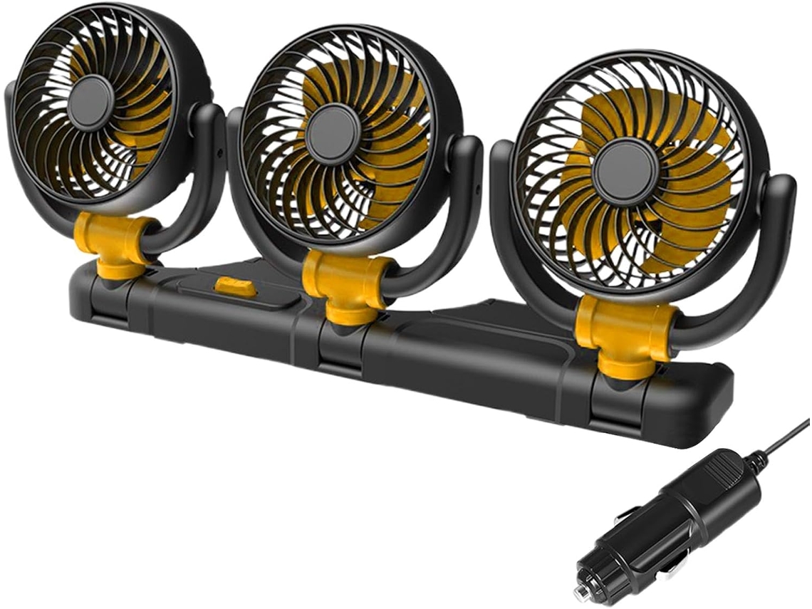 Ventilador Para Painel De Carro, Ventilador Giratório De 12v 24v Com Três Cabeças, Resfriamento Em Duas Velocidades