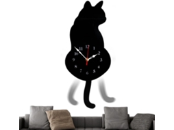 Relógio De Parede Estético | Relógio Decorativo Em Formato De Gato Com Rabo Abanando, Peça Artística Gokoco