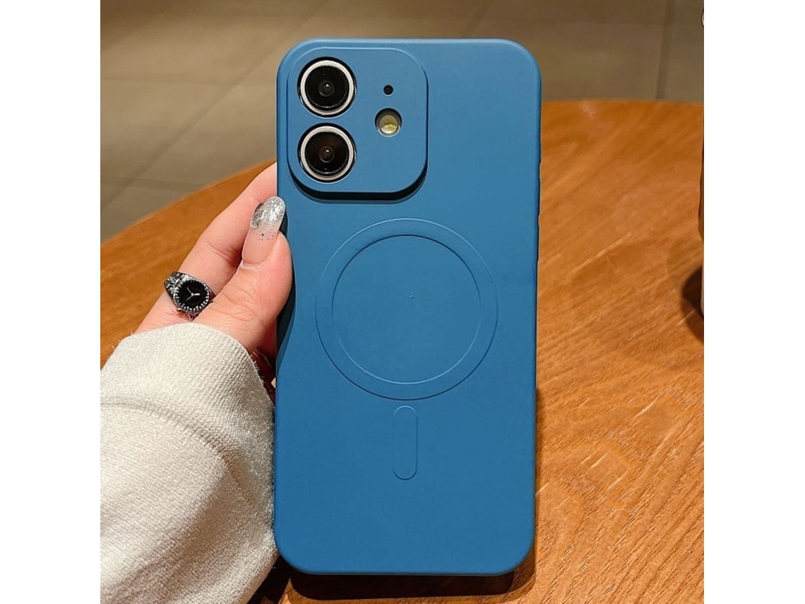 Capa Magsafe Para Iphone 12 - Silicone Líquido Com Cor Sólida | Magnética - Azul Royal