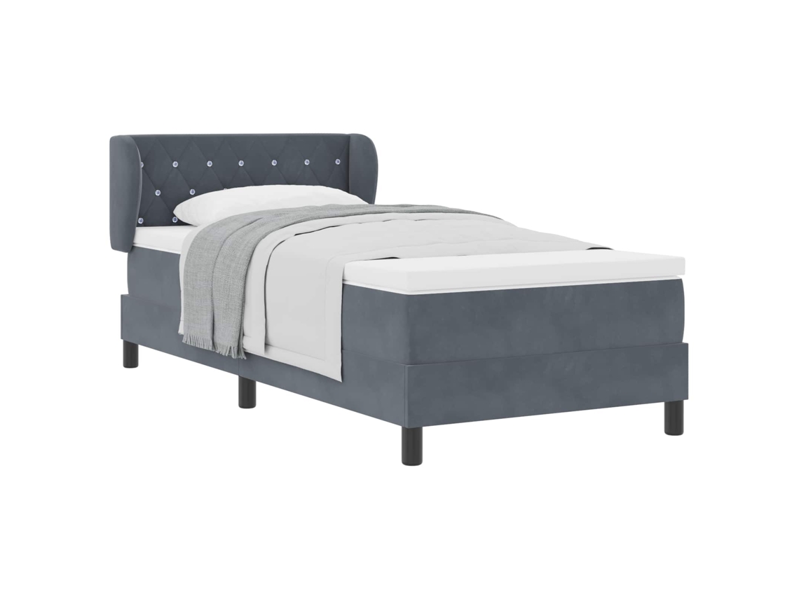 Cama Box com Colchão Cinzento Escuro 100x200 cm Veludo MAISON EXCLUSIVE