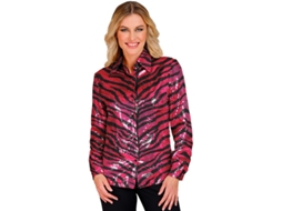 Fantasia moderna com estampa fúcsia ou camisa com lantejoulas para mulheres
