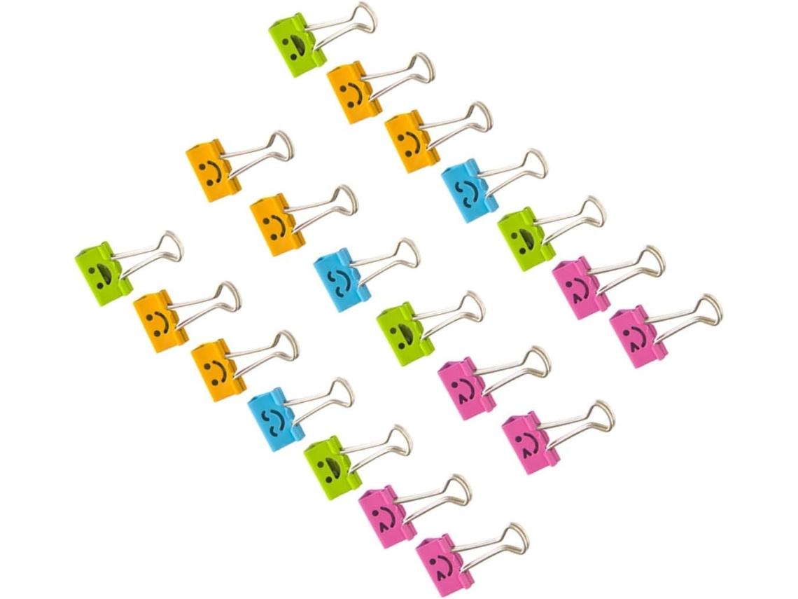 Clips De Expressão, Design Para Escritório, Metal, 19mm, Rostos Aleatórios, 40 Peças, Organização Segura, Decoração