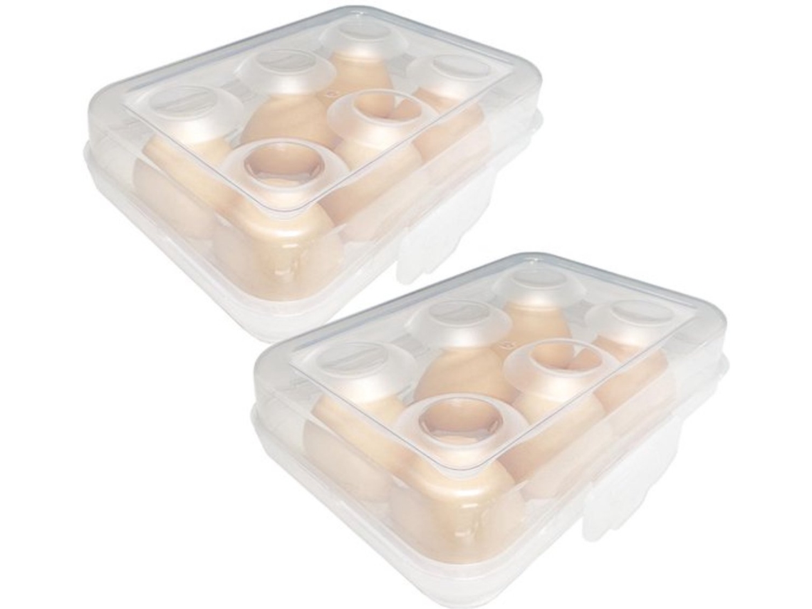 2 Caixas De Ovos Herméticas E Empilháveis, 6 Compartimentos, Material Pp