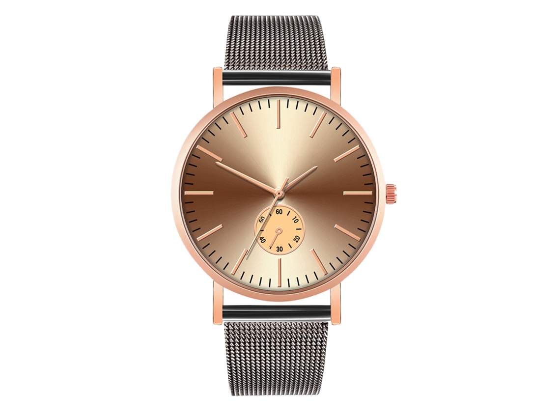 Reloj De Moda Para Parejas Con Correa De Malla Dial Redondo Cuarzo Unisex