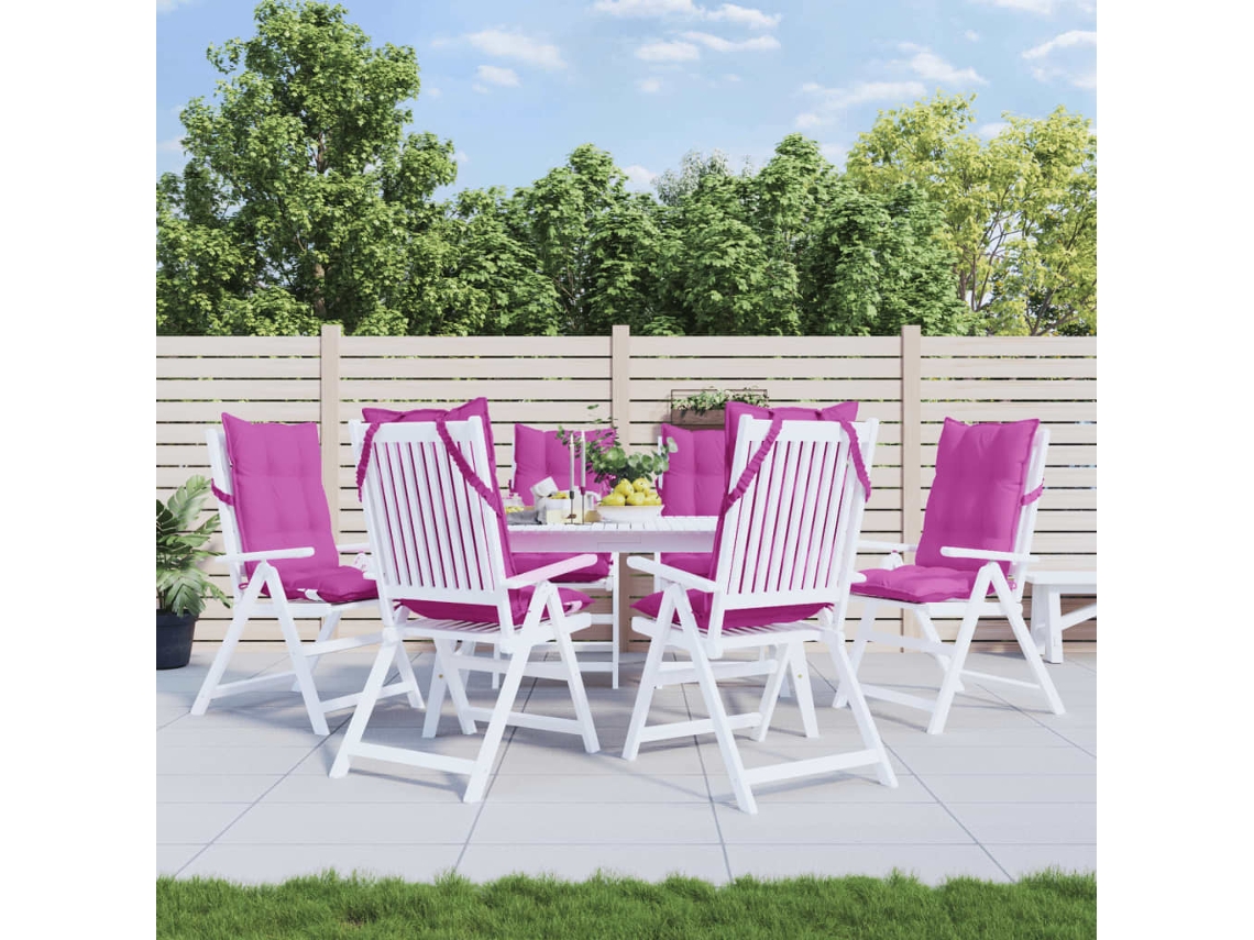 Almofadões P/ Cadeira Encosto Alto 6 Pcs Tecido Oxford Rosa Dkd Home Decor