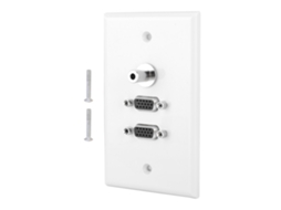 Painel de Parede com 2 Portas Vga e Fêmea 3.5mm Primerox