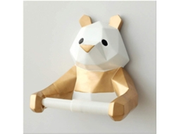 RNEMITERY Soporte de Papel Higiénico Negro con Panda Geométrico para Decoración de Pared de Baño - Dorado
