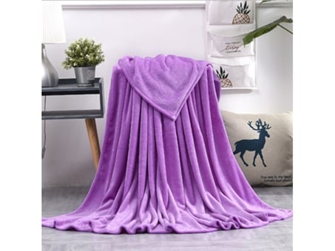 Manta de lã coral macia e quente, ideal para o inverno, perfeita para o sofá, 230 g/m², 8 tamanhos, leve, fina, lavável à máquina, roxa. Produto original (OEM).