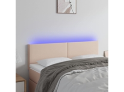 Vidaxl Cabeceira Cama C/ Led Couro Artificial 144x5x78/88cm Cappuccino