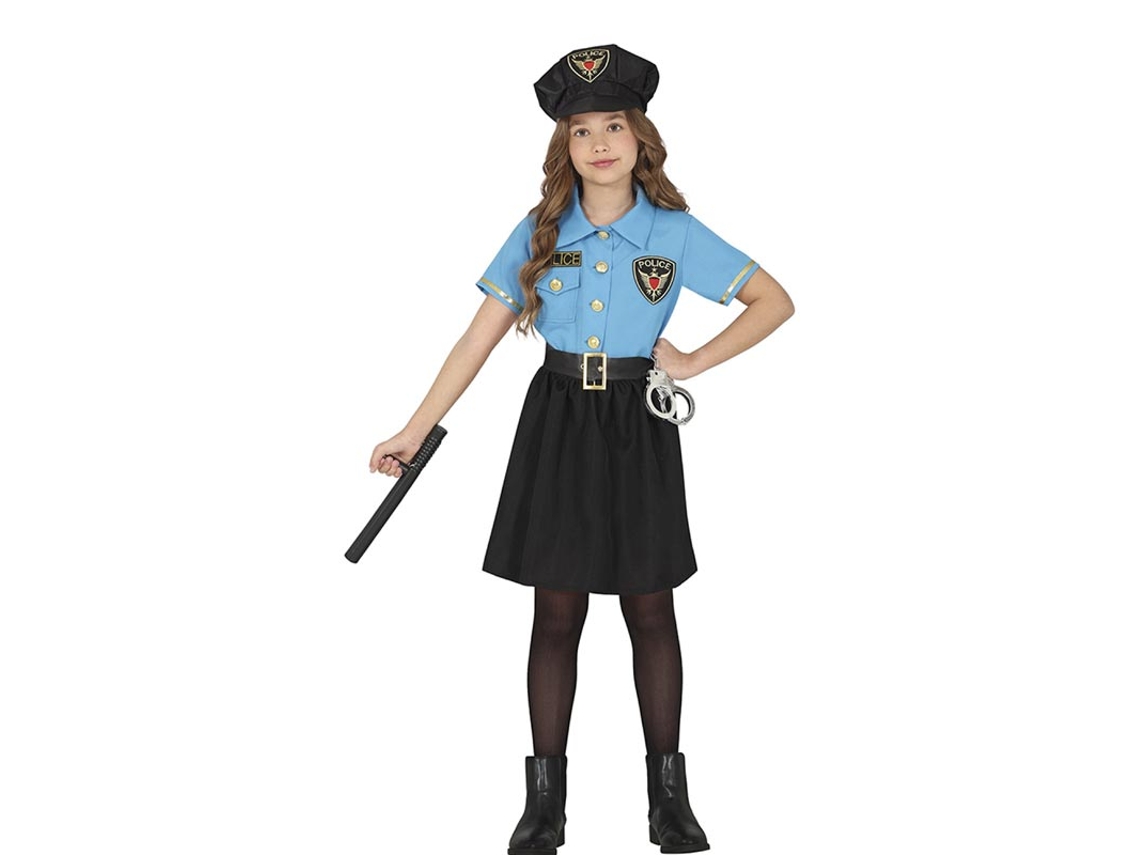 Fato de saia policial azul para menina