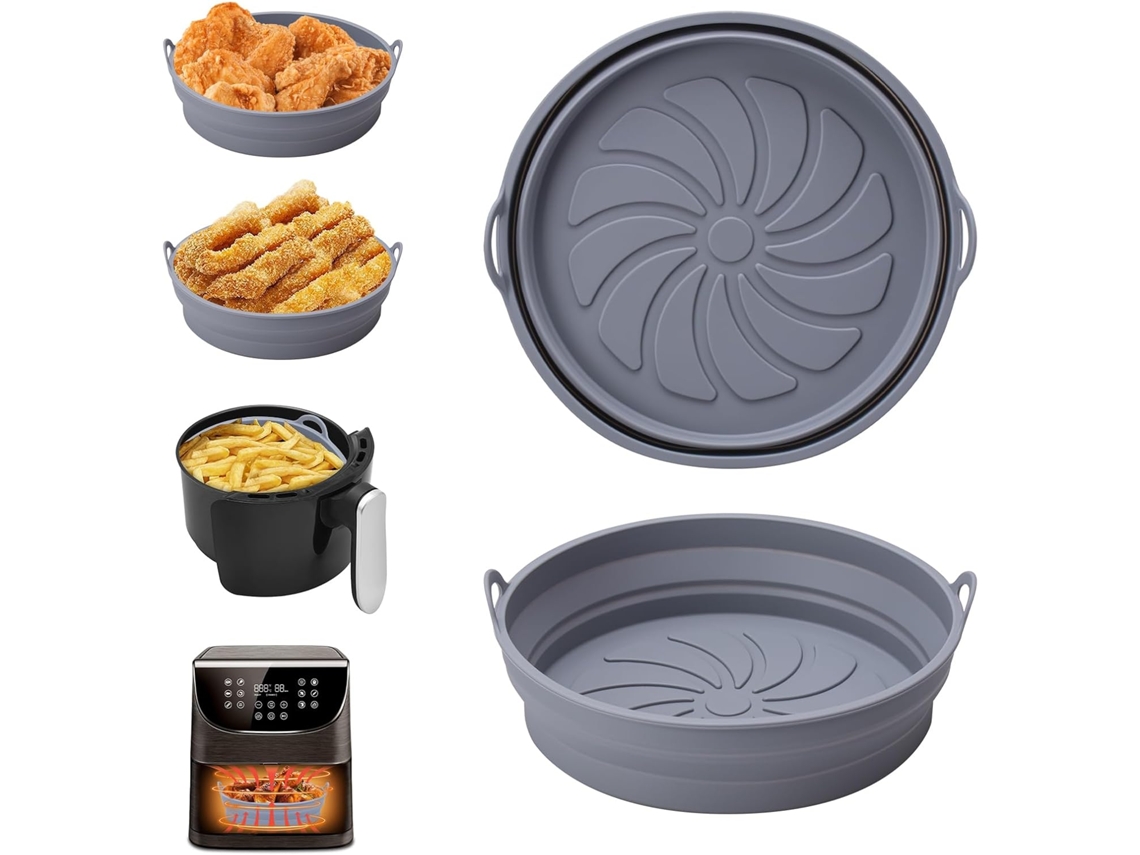 Molde De Silicone Para Fritadeira A Ar, 2 Peças, Acessórios Para Fritadeira A Ar, Molde Reutilizável Para Fritadeira A Ar Zeuxo (cinza)