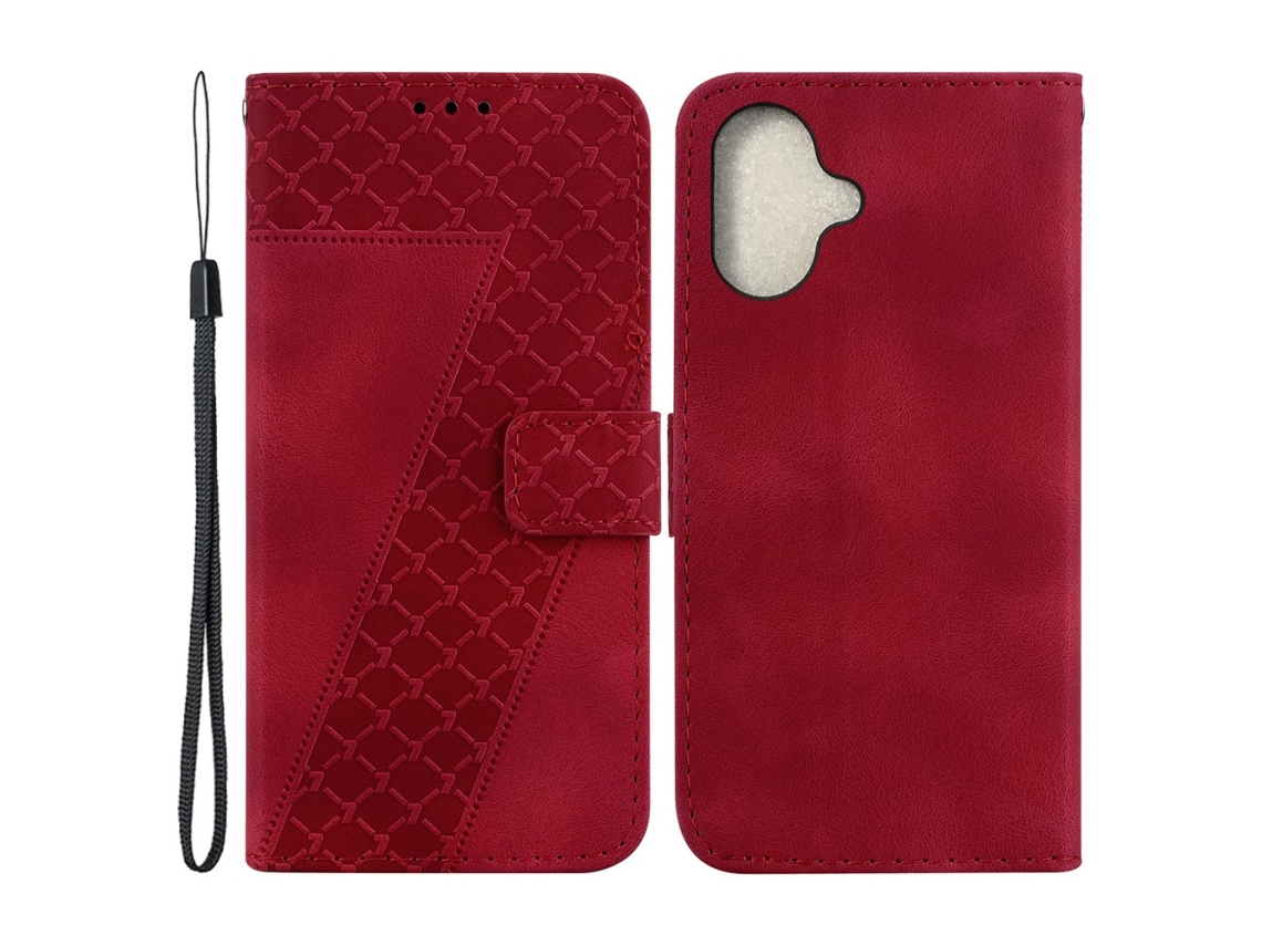 Capa Em Couro Pu, À Prova De Choque Para Apple Iphone 16 Plus Vermelho