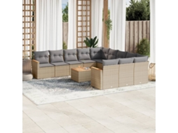 Conjunto de 12 Sofás para Jardim com Almofadões Vime Pe Bege Dkd Home Decor