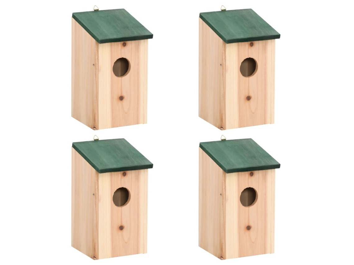 Vidaxl Casas Para Pássaros 4 Pcs Madeira 12x12x22 Cm