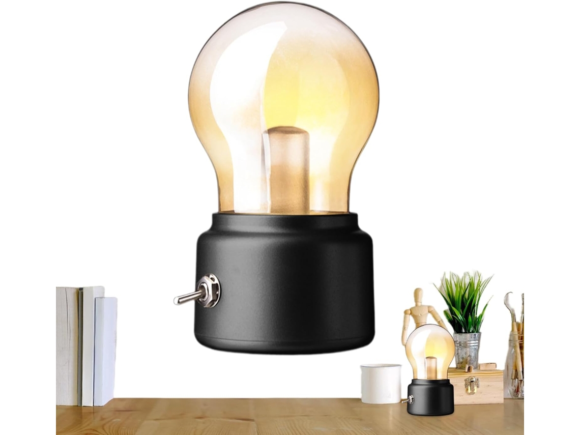 Luminária Noturna Em Formato De Lâmpada, Led, Vintage Usb
