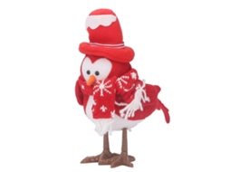 Light Up Bird Decor Led Ornament Glowing Figurine Desktop Red Hat