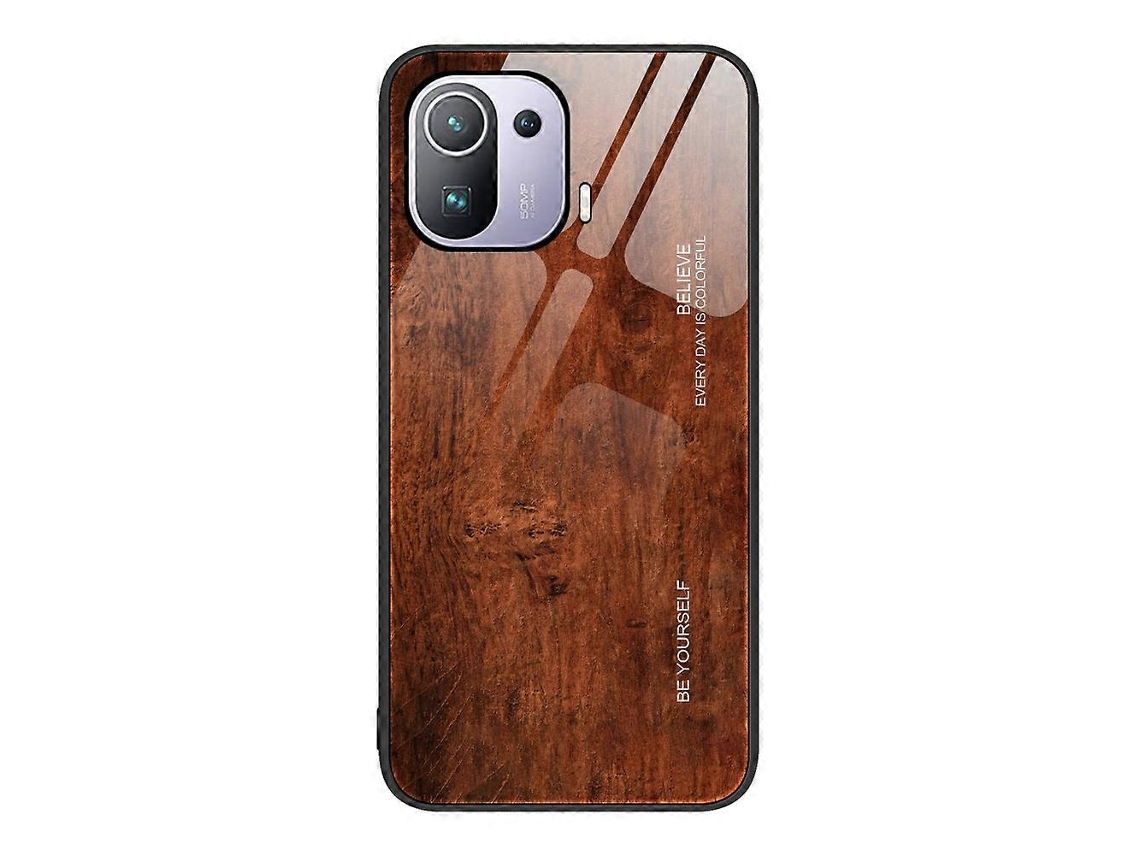 Capa Protetora De Vidro Com Textura De Madeira Para Xiaomi Mi 11 Pro