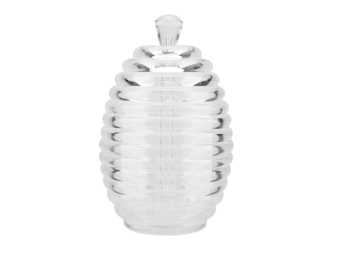 Pote De Mel Colmeia 265ml Com Bastão Gotejador, Transparente, Para Armazenamento E Distribuição