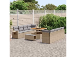 Vidaxl Conjunto de Sofá de Jardim 11 Pcs Bege Rattan Sintético