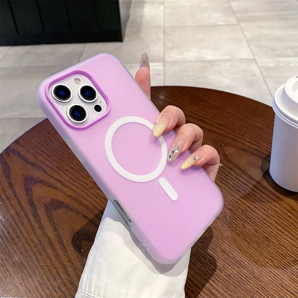 Capa Fosca Para Iphone (iphone 14, Roxa) Com Carregamento Sem Fio Magsafe E Proteção Magnética.