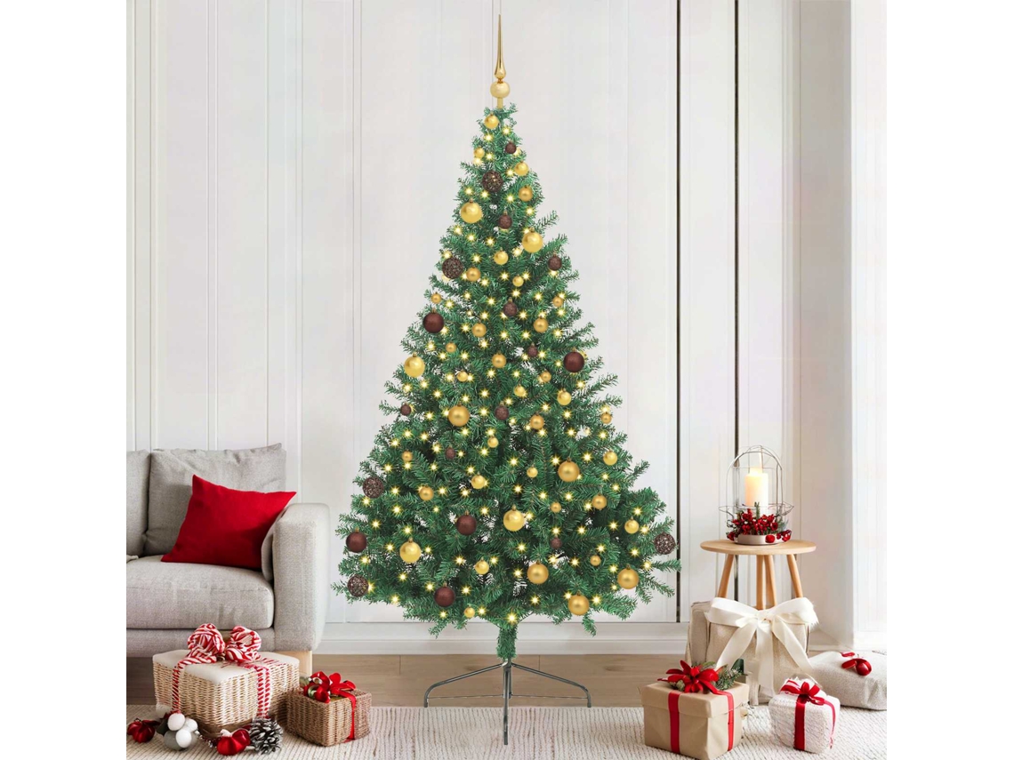 Vidaxl Árvore De Natal Artificial Pré-iluminada Verde 210 Cm Pvc