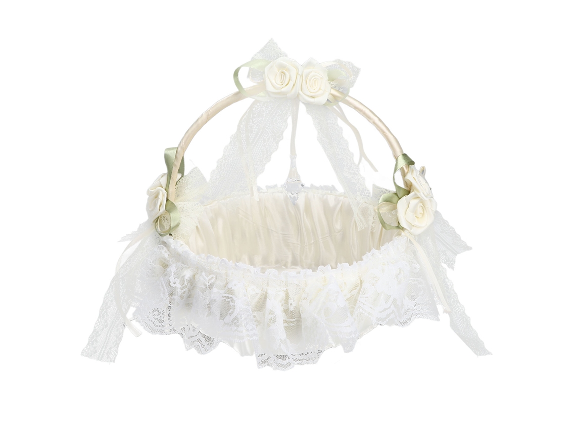 Cesta de flores branca romântica para casamento
