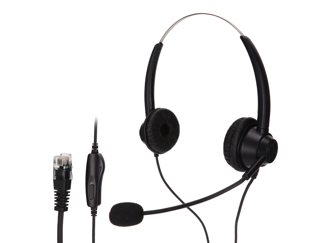 Fone De Ouvido Binaural Rj9 Para Escritório Com Volume Ajustável E Microfone Mudo