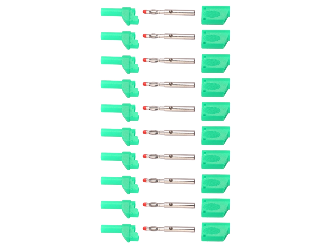 10 Peças Conector Plug Banana 4mm Aislado Segurança Para Testes Elétronicos Verde